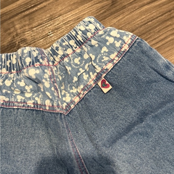 Vintage Disney Baby Minnie Mouse Denim Pant 3-6 Months Snap Bottom 90s Mickey Co - Picture 5 of 7
